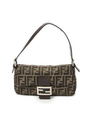 Fendi Baguette Tan Dark Brown Zucca Canvas Messenger Bag